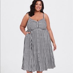 TORRID Black and White Gingham Challis Midi Dress